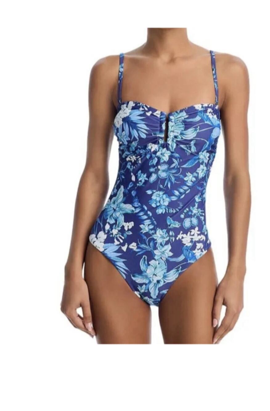 NEW Kobi Halperin One Piece Swimsuit Blue Multi Floral SMALL